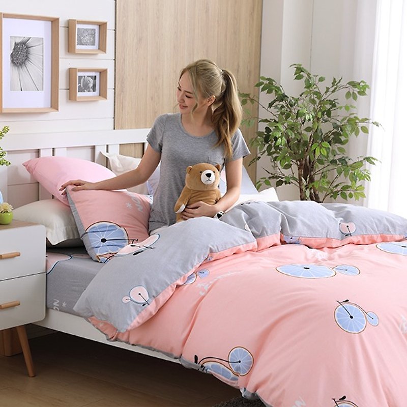 柠檬派(粉)-双面设计100%精梳棉薄件床包三件组(单人3.5×6.2尺) - 寝具 - 棉．麻 粉红色