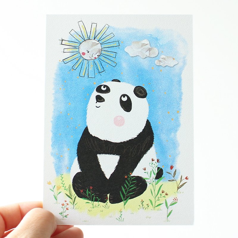熊猫明信片 I 第四十五个故事 爱上太阳的熊猫 - 卡片/明信片 - 纸 白色