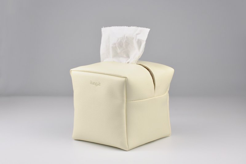卷纸 立方体面纸盒 防水卫生纸盒 卫生纸盒 米白色 - 纸巾盒 - 人造皮革 白色