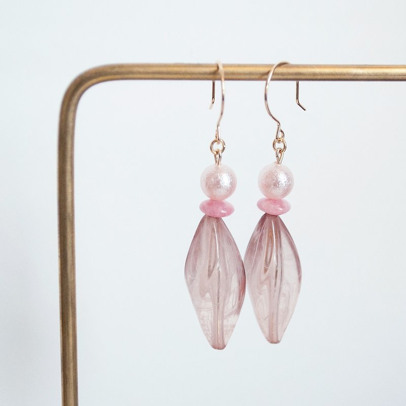 TeaTime 淡粉色的纹理树脂珠  耳环 - 耳环/耳夹 - 其他材质 粉红色