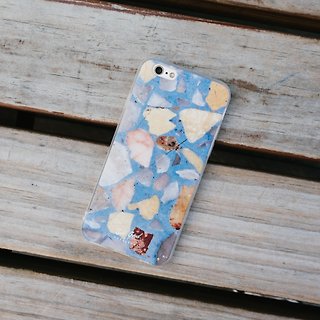 原创蓝色磨石 iPhone Samsung 手机保护壳 硬壳 透明软边