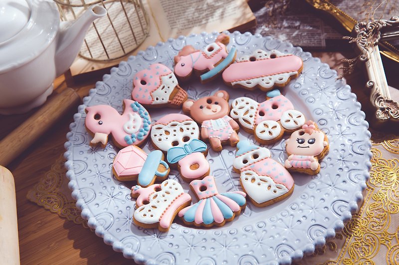 【收涎饼干】芭蕾世界 12片 - 手工饼干 - 新鲜食材 粉红色