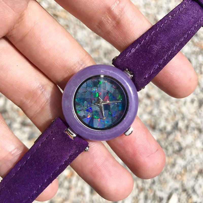 【Lost and find】天然石 雕刻 opal 澳宝 手表 - 女表 - 宝石 紫色