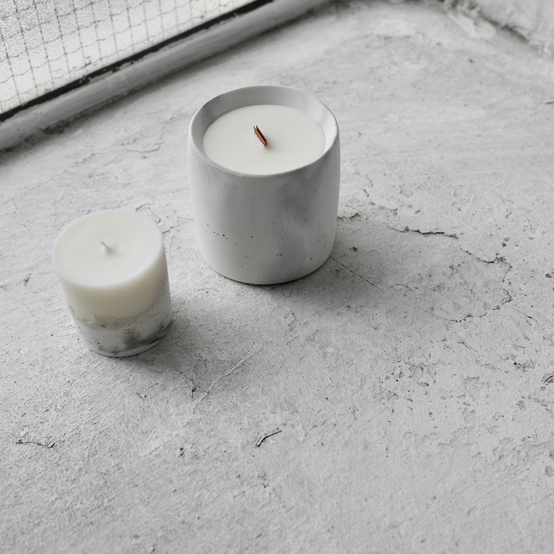 水泥蜡烛 - 大理石 - 白 ( 白茶, 绿茶) - 蜡烛/烛台 - 水泥 白色