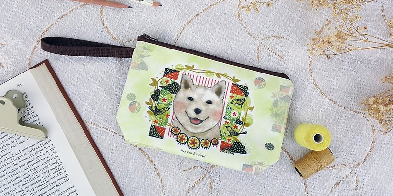 <秘境之生>柴犬的幸福夏季 手拿包 化妆包 收纳 票卡 插画 动物 狗 - 手拿包 - 聚酯纤维 黄色