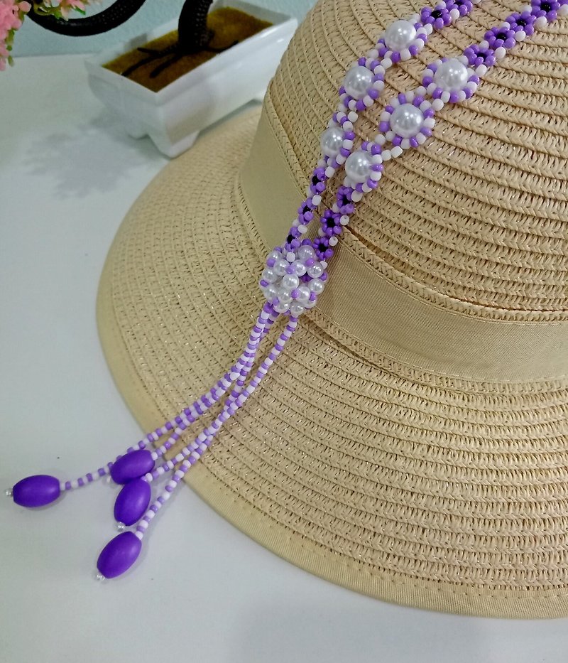 purple white  beads necklace for girl  and Women - 项链 - 其他材质 紫色