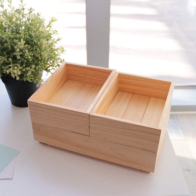 可堆叠收纳木盒 - 收纳用品 - 木头 咖啡色