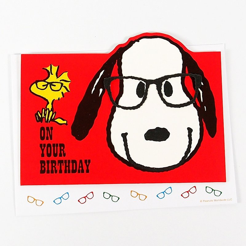 Snoopy 戴眼镜开生日派对【Hallmark 立体卡片 生日祝福】 - 卡片/明信片 - 纸 红色