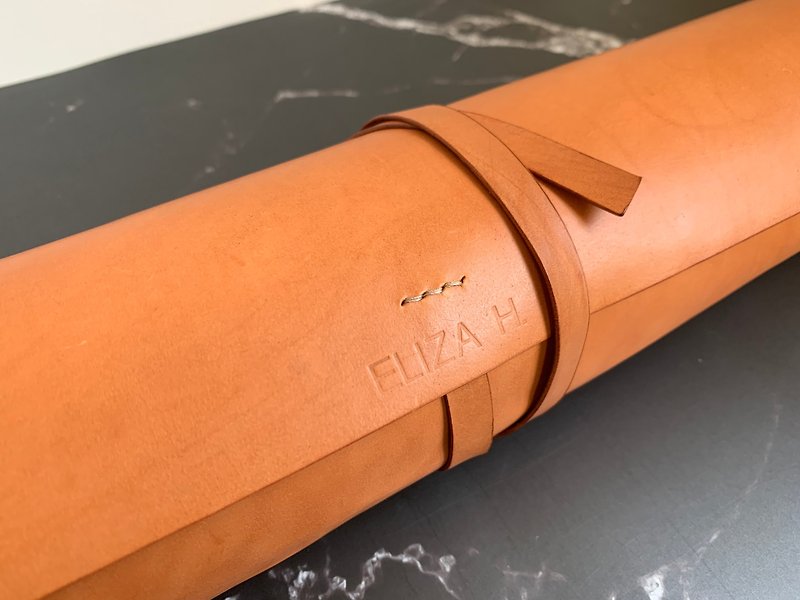 意大利刷蜡植鞣牛革定制工具包for Wu - 铅笔盒/笔袋 - 真皮 粉红色