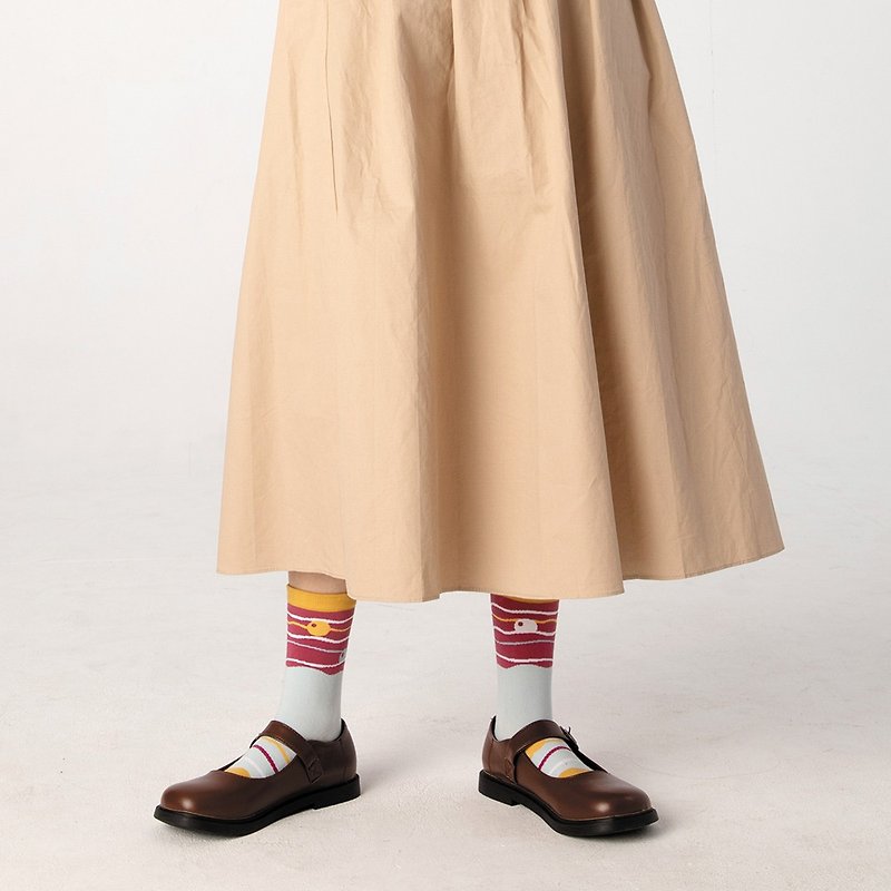【水】骆驼黄色-MIT设计中筒袜 - 袜子 - 棉．麻 黄色