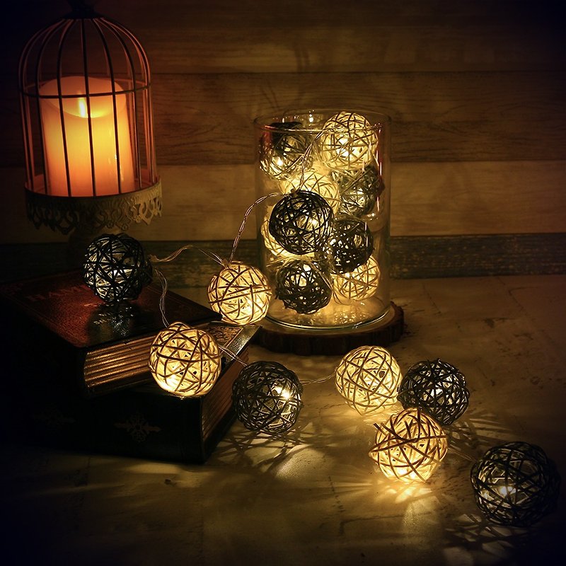 创意灯饰 藤球灯串 电池款 月光钻石 长度2M LED气氛灯 圣诞节 - 灯具/灯饰 - 竹 灰色