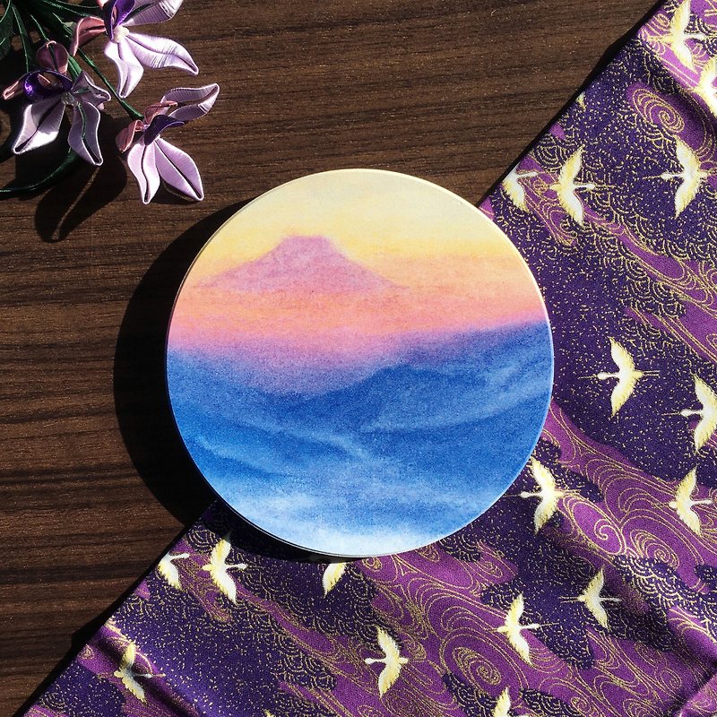 赤富士-陶瓷吸水杯垫 - 杯垫 - 陶 紫色