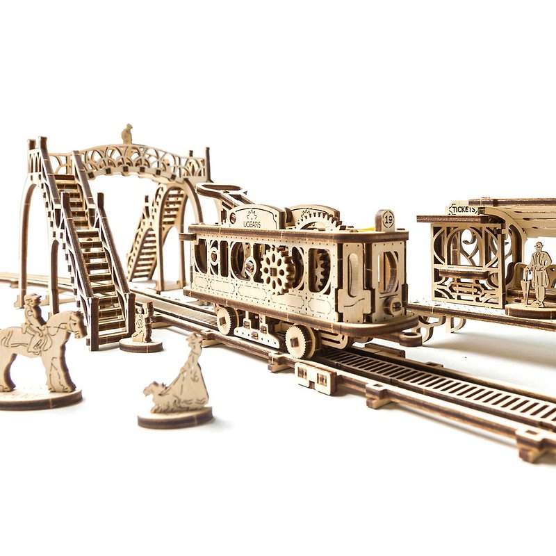 /Ugears/ 乌克兰木制模型 机械小镇-叮叮车车站  Tram Line - 桌游/玩具 - 木头 