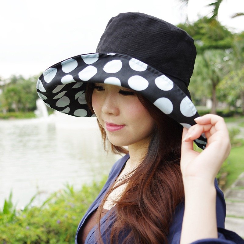 ATIPA 复古可逆宽边太阳帽（太阳紫外线防护） - 帽子 - 聚酯纤维 黑色