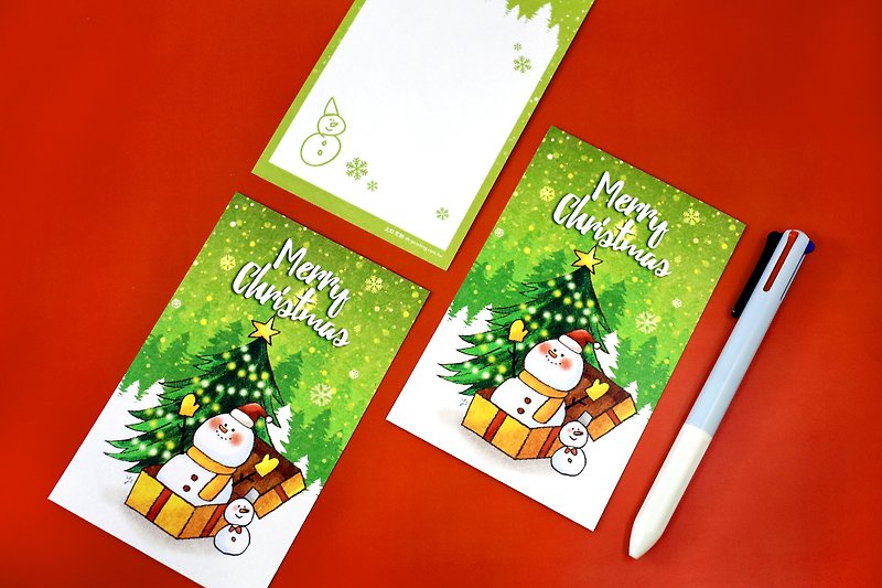 绿色圣诞 惊喜雪人~圣诞卡 - 卡片/明信片 - 纸 绿色
