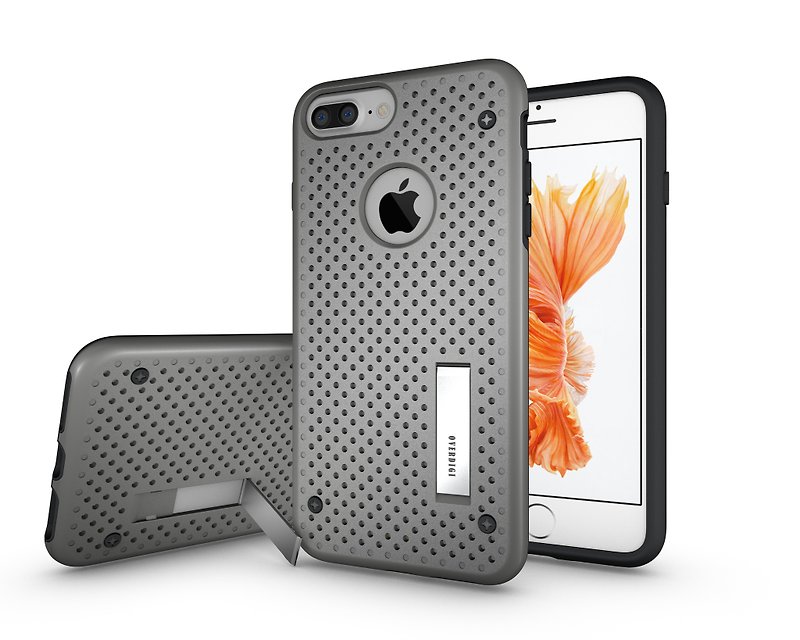OVERDIGI iPhone7Plus 5.5" 二合一立式全包覆双料防摔保护壳 银灰色 - 其他 - 塑料 灰色