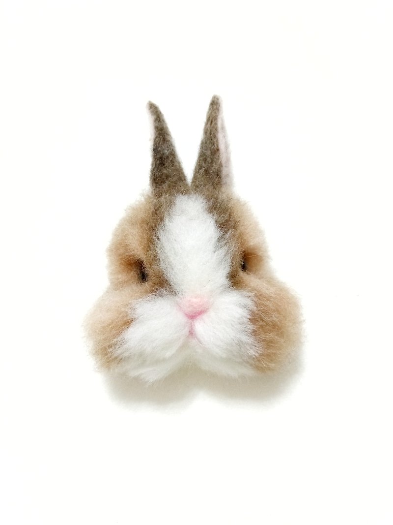 定制羊毛毡宠物-兔子别针  (定制化) - 胸针 - 羊毛 白色