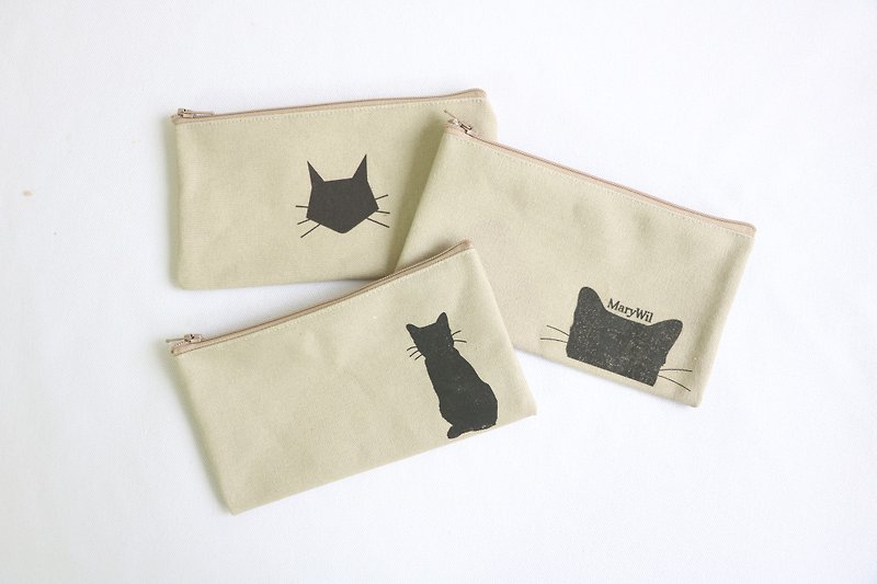 MaryWil猫咪系列躲猫猫笔袋/万用袋 - 铅笔盒/笔袋 - 纸 卡其色