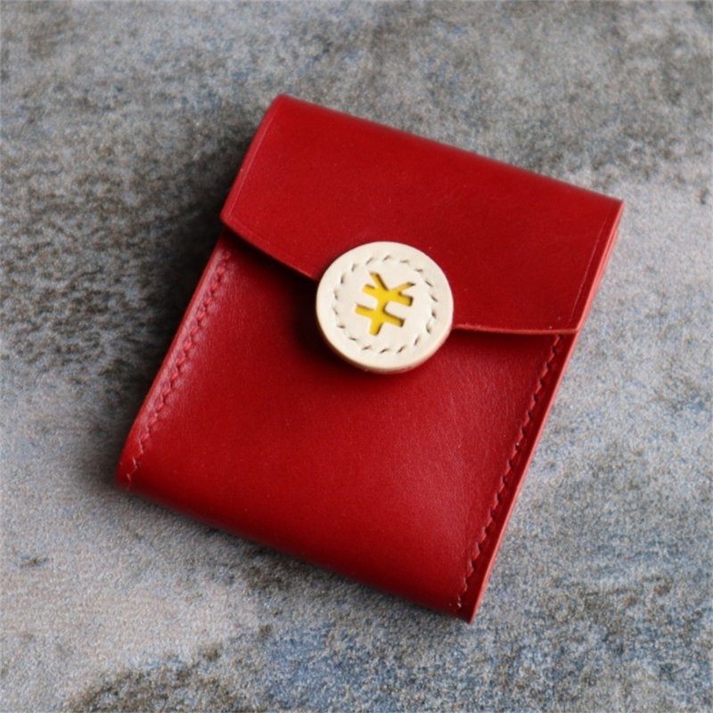 原创红包真皮新年礼物创意小朋友卡包零钱包小众设计纯手工制作 - 证件套/卡套 - 真皮 红色