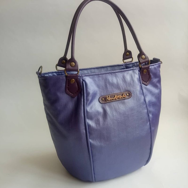 珠光紫球型两用包 - 手提包/手提袋 - 聚酯纤维 紫色