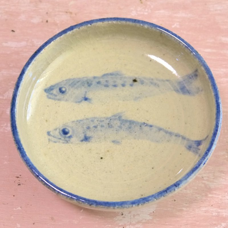 お魚のお皿　2匹の鰯 - 浅碟/小碟子 - 陶 蓝色