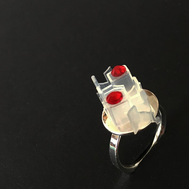 3D 双零件 | 施华洛世奇水晶 | 红 | 时尚 | 原创设计 | 独家 | 录影带零件  - 戒指 - 其他金属 银色