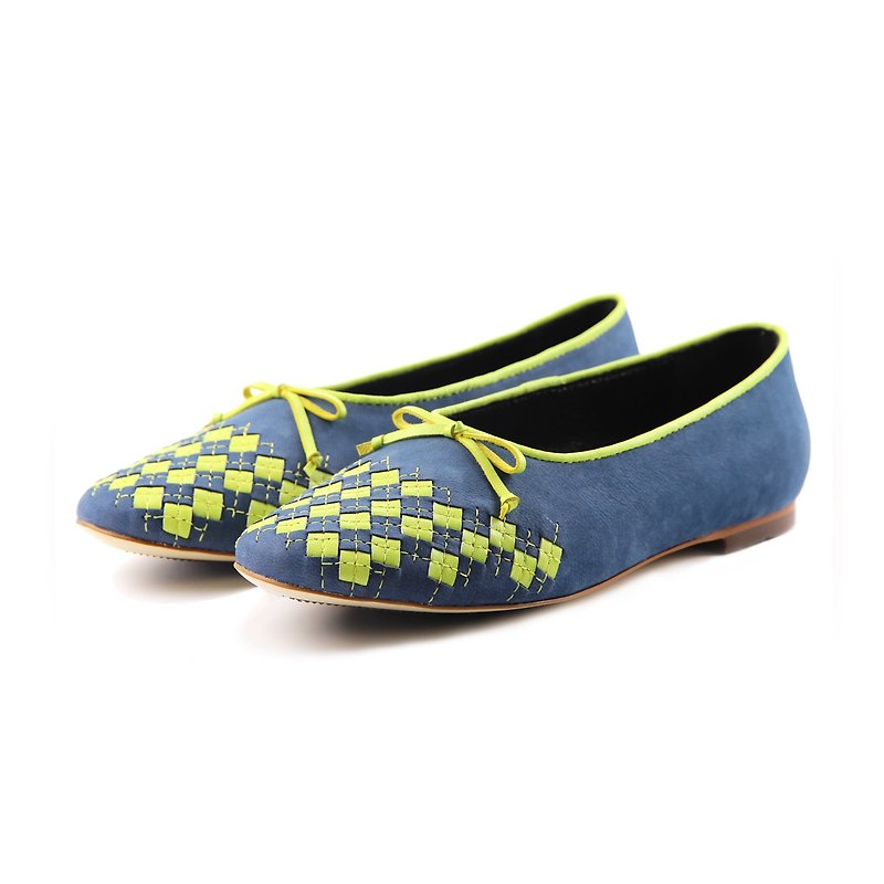 Sweet Villians W1059 手工真皮平底芭蕾舞鞋 蓝色 - 芭蕾鞋/娃娃鞋 - 真皮 蓝色