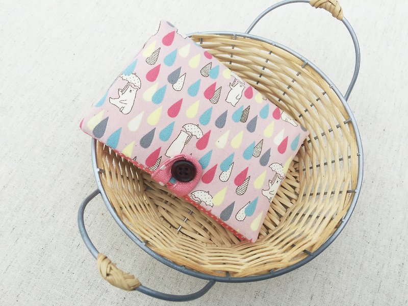 粉红雨滴北极熊 随身小包 面纸 绵绵包 - 化妆包/杂物包 - 棉．麻 粉红色