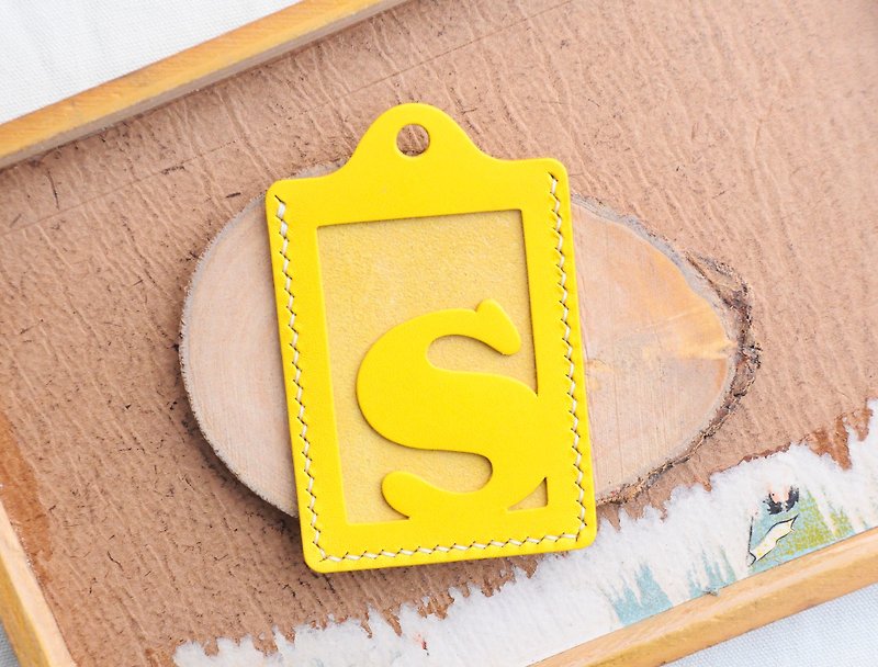 头文字 S 字母证件套 好好缝 皮革材料包 卡片夹 名片夹 免费刻名 - 皮件 - 真皮 黄色