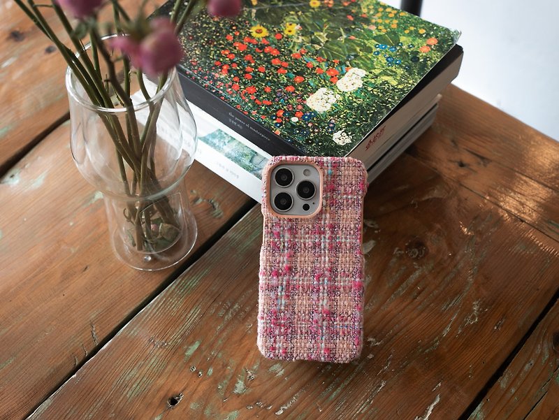 特威德 寶貝 粉紅色 春季風格 手機殼 iPhone 15 專業版 銀河S24 - 手机壳/手机套 - 棉．麻 粉红色