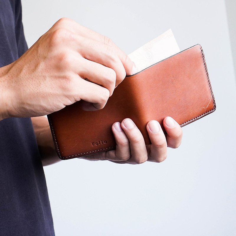Folio: Smoke Bifold Wallet Made of Genuine leather - 皮夹/钱包 - 真皮 咖啡色