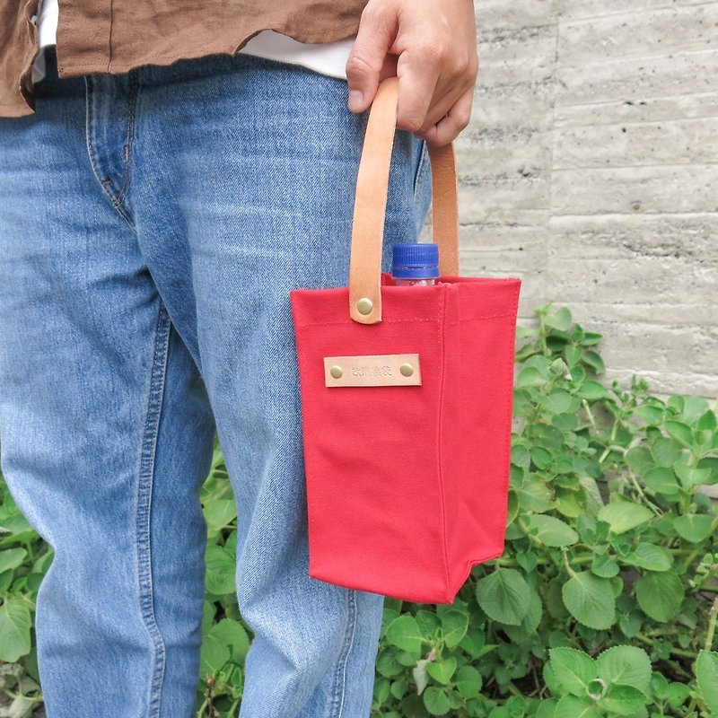 皮帆随身带、袋--宝石红 饮料袋 可装、手机、钱包 【改潮换袋】 - 随行杯提袋/水壶袋 - 防水材质 红色
