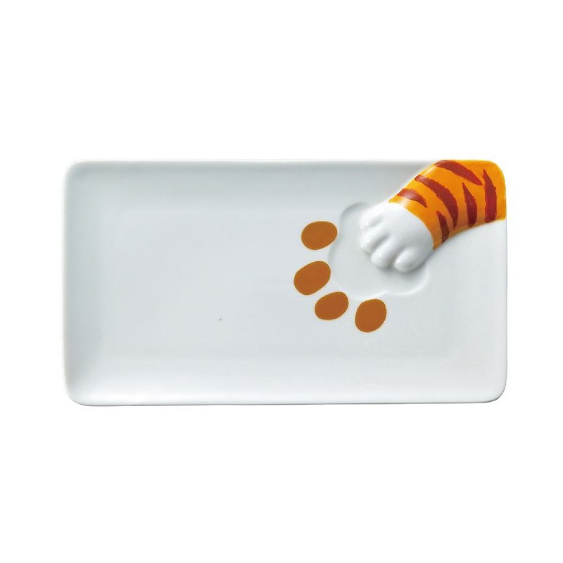 日本 sunart 长餐盘 - 虎斑猫偷食 - 浅碟/小碟子 - 瓷 橘色
