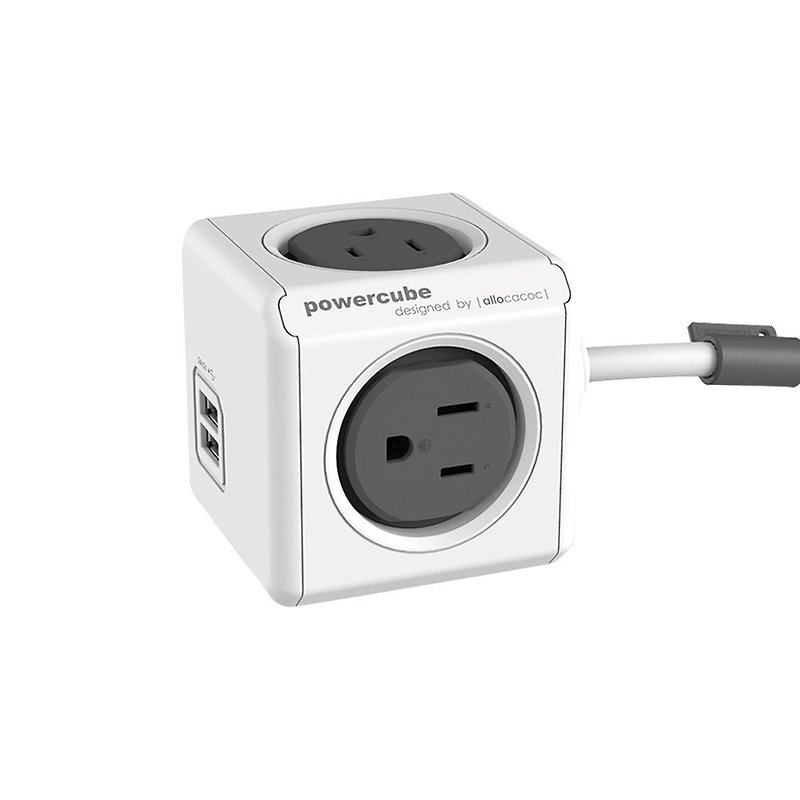 荷兰 allocacoc PowerCube双USB延长线/灰色/线长1.5米 - 充电宝/传输线 - 塑料 灰色