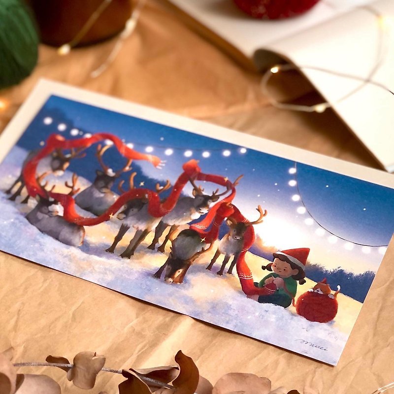 织颈巾 / 圣诞卡 - 卡片/明信片 - 纸 蓝色