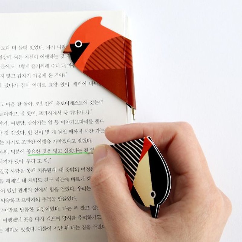 bookfriends-鸟类磁铁书签笔2入组-北美红雀,BZC24548B - 圆珠笔/中性笔 - 纸 橘色