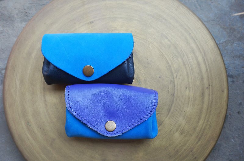 三层扇形零钱包/悠游卡包-蓝色系列 - 化妆包/杂物包 - 真皮 蓝色