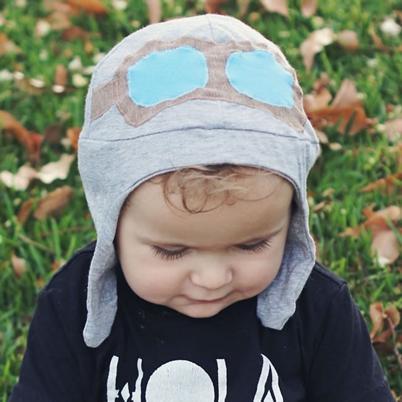 意大利Mondo Rotondo小小飞行员棉帽(6-12个月和1-3岁) - 围嘴/口水巾 - 其他材质 蓝色