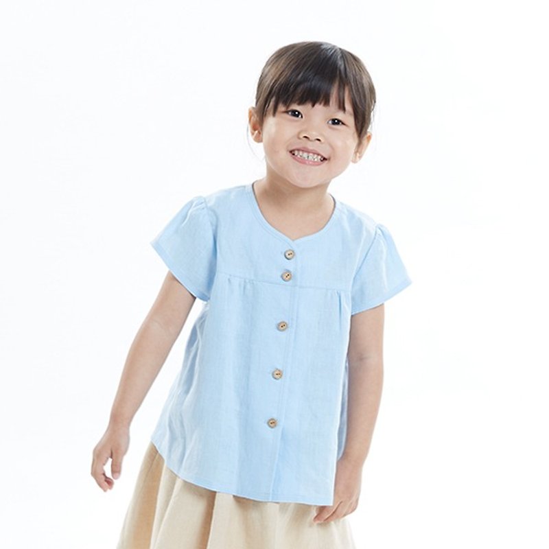 L0269 女童气质短袖上衣-青金 - 童装上衣 - 纸 蓝色