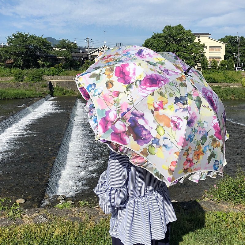 Ballett ロマンスローズプリントの晴雨兼用傘 日本製 99%遮光 - 其他 - 聚酯纤维 紫色