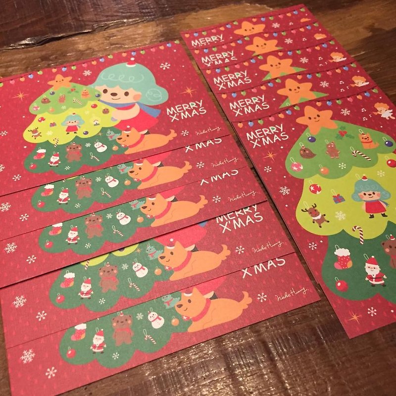 圣诞欢乐组 明信片(两款共十张) - 卡片/明信片 - 纸 红色