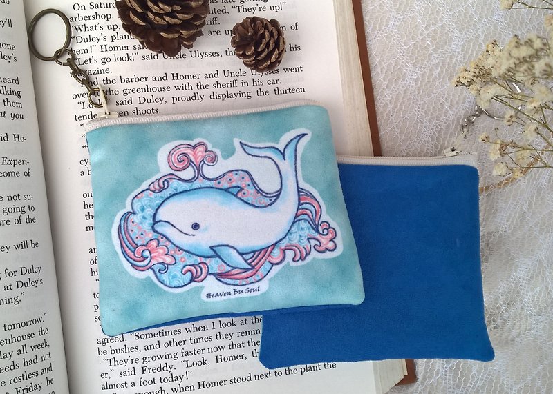 <秘境之生>涌出希望泉的鲸 小 零钱包 收纳 票卡 插画 动物 - 零钱包 - 聚酯纤维 蓝色