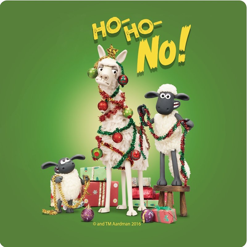 笑笑羊正版授权(Shaun The Sheep)-吸水杯垫：【装饰圣诞树】 (圆/方),EB1AI10 - 杯垫 - 陶 绿色