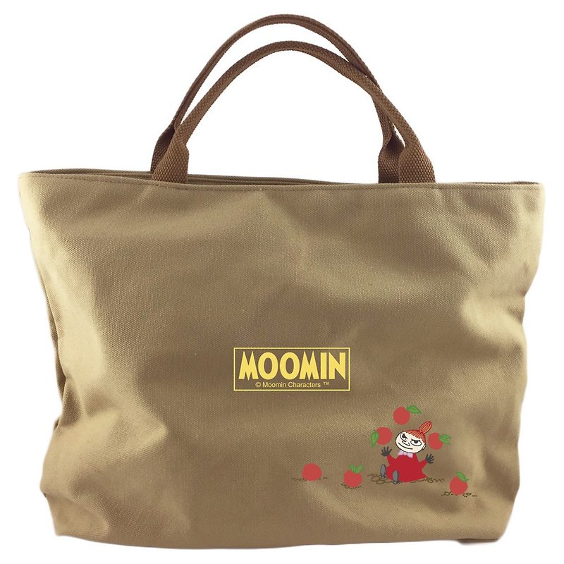 Moomin噜噜米授权-【拉链帆布包-卡其】(小) - 手提包/手提袋 - 棉．麻 卡其色
