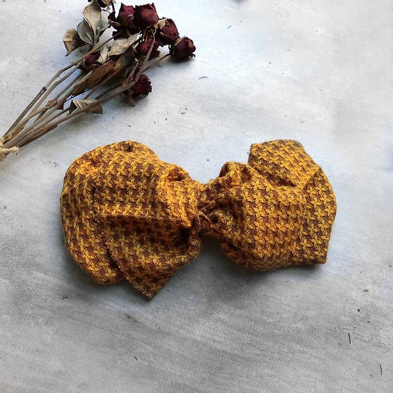 巨蝶发带(芥茉织纹)-整条可拆开 - 发带/发箍 - 其他人造纤维 黄色