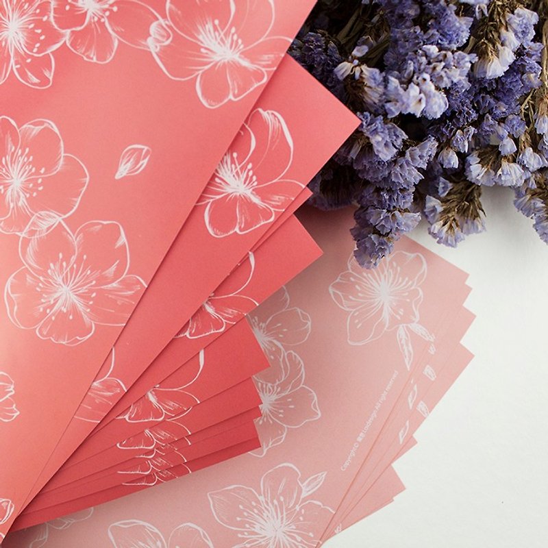A4包装纸 - 绽放 - 双面印 -10张入 - 包装材料 - 纸 粉红色