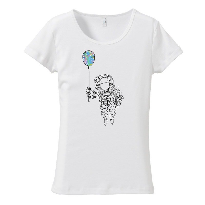 [レディースTシャツ] Space balloon - 女装 T 恤 - 棉．麻 白色