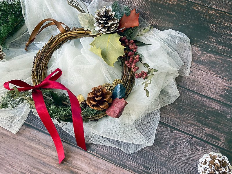【圣诞限定】橡树雪松松果圣诞花圈　永生花圈　交换礼物 - 摆饰 - 植物．花 多色