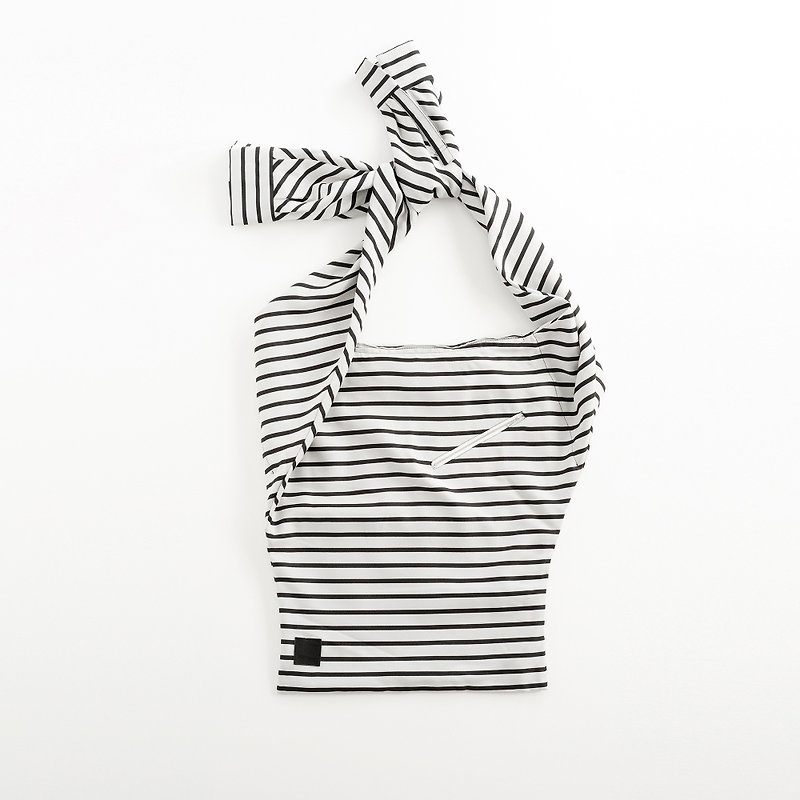 仿服装造型条纹包包 - 侧背包/斜挎包 - 聚酯纤维 白色