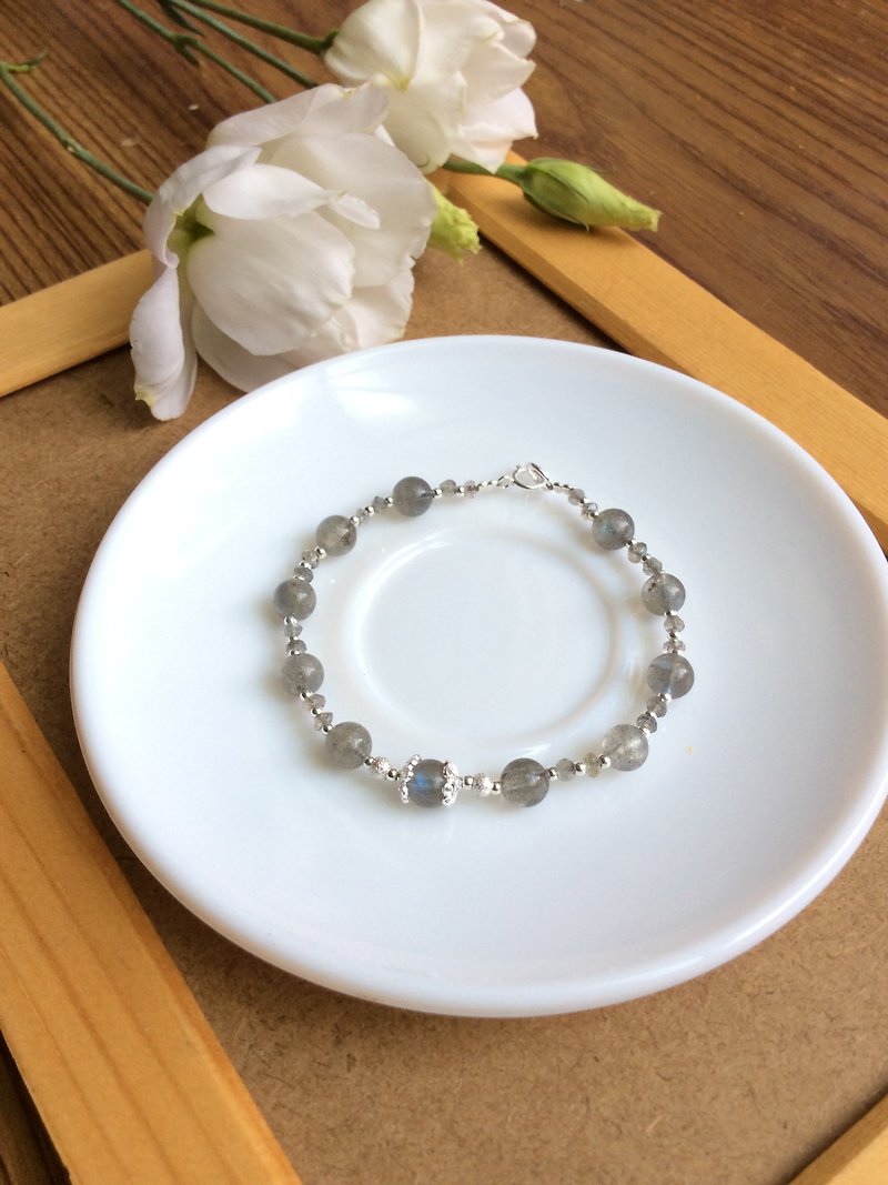 Ops Labradorite bracelet -蓝光/拉长石/silver/手链/定制化 - 手链/手环 - 宝石 灰色